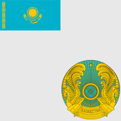 Казахстан — флаг и герб страны, картинка цветная